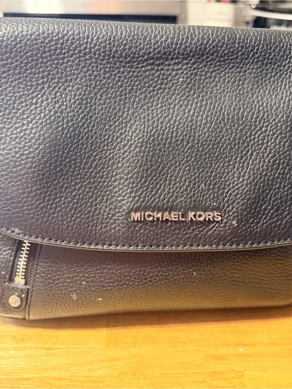 Michael Kors Black Pebbled Bag with Silver Logo